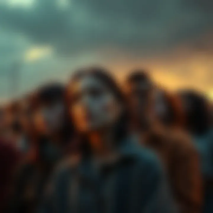 A somber reflection on good intentions A group of people looking contemplative and saddened, representing those with good intentions facing tough realities.